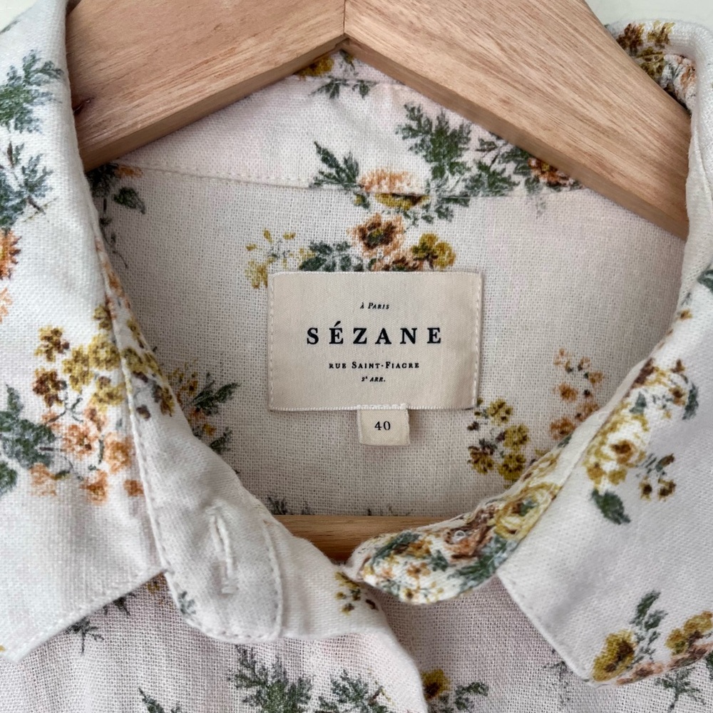 Sezane Cream Floral Button-Down Shirt - Picture 2 of 6